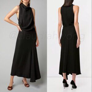 Acler Size 10 Indiannah Cowl Neck Draped Maxi Dress Black Hourglass Sleeveless